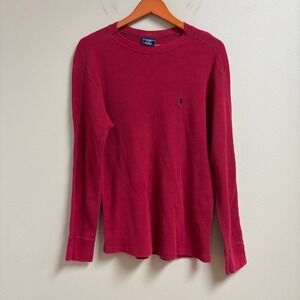 POLO Ralph Lauren Mens Red Waffle Knit Sleep Shirt Size M Loungewear Holiday